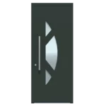 Kunststof Deur met Kozijn 3-Delig Diagonaal Halfrond Mat Glas Donkergroen