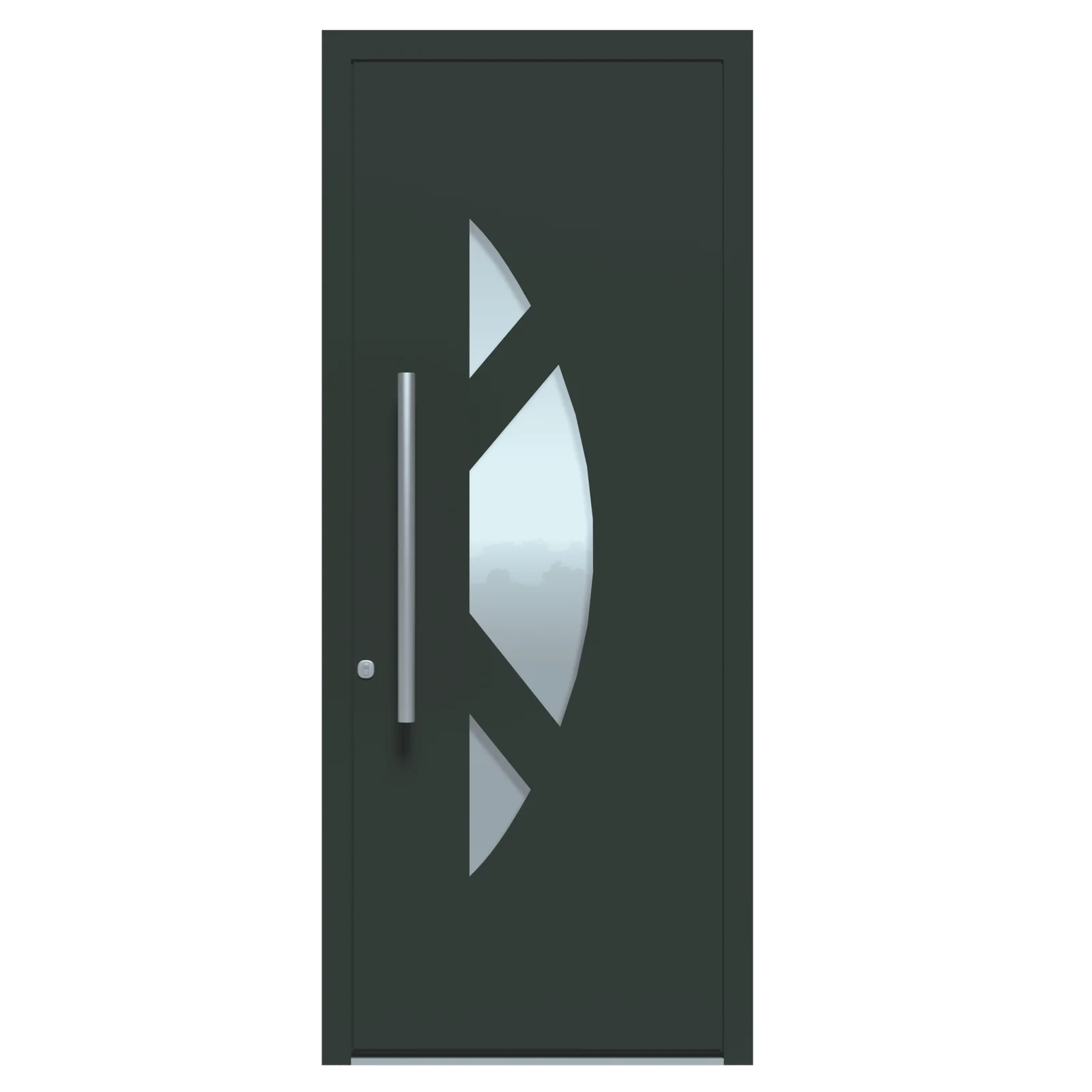 NF-Mika-305-Closed-scaled Kunststof Deur met Kozijn 3-Delig Diagonaal Halfrond Mat Glas Donkergroen - Afbeelding 1