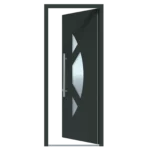 Kunststof Deur met Kozijn 3-Delig Diagonaal Halfrond Mat Glas Donkergroen - Afbeelding 2